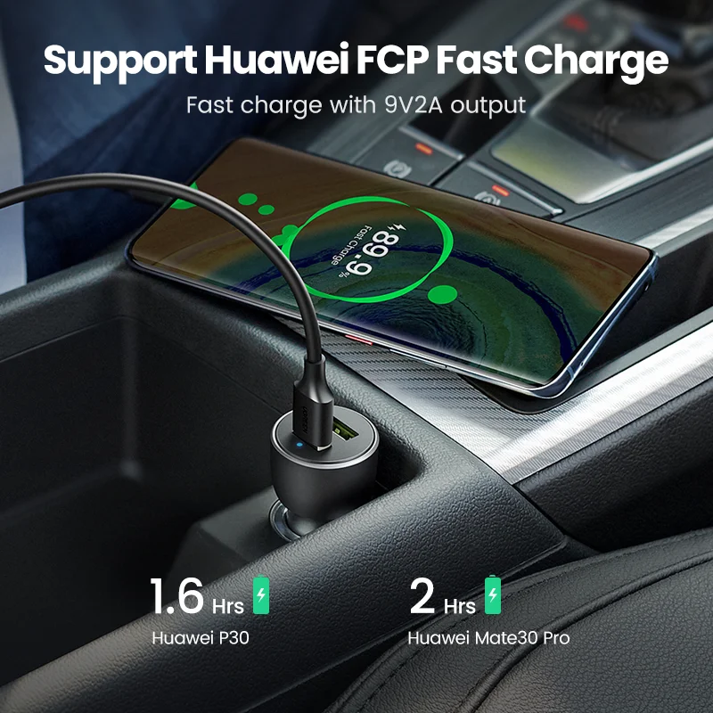 UGREEN Sạc Nhanh 3.0 Sạc USB QC 3.0 Xe Sạc Củ Sạc Nhanh Dành Cho Samsung Xiaomi Điện Thoại Di Động USB Cho Ô Tô sạc