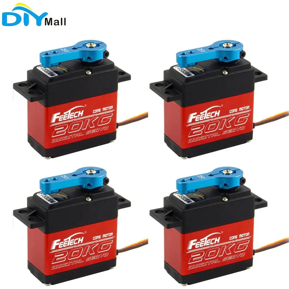 

4PCS Feetech FT5320M 180 Degree Digital Servo Motor 20KG 7.4V Red Aluminum Alloy Gear Servo With Blue Metal Arm