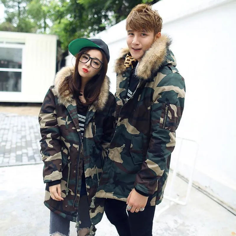 

Nice Pop Brand Winter Men/Women Thick Camouflage Jacket Men's Parka coat Male Fur Hooded Parkas Jacket Men Military Overcoat 5XL
