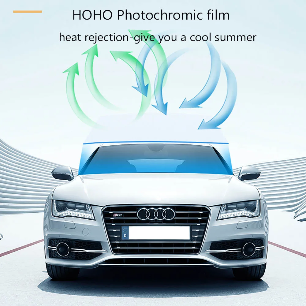 HOHOFILM 18%-45%VLT Solar Tint Film Sun Control Film Heat Insulation Photochromic Film VLT Changed Car Building Summer Use