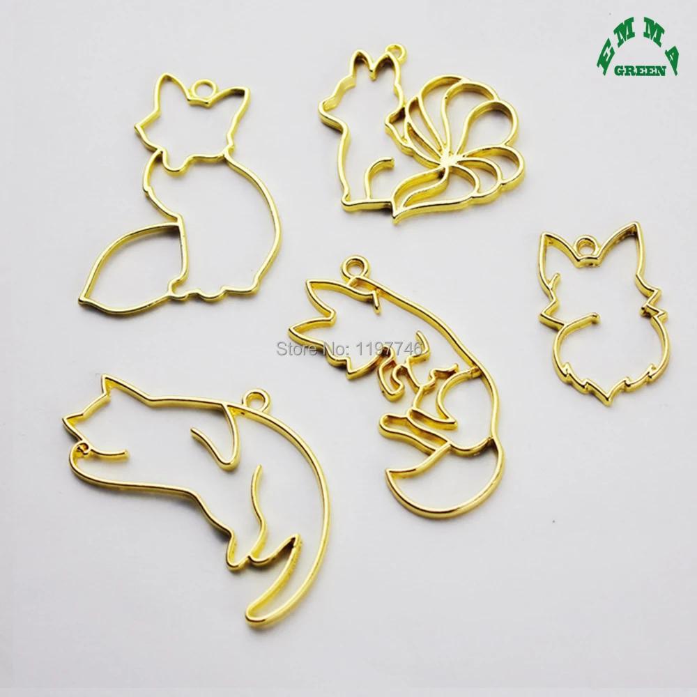 Gold Hollow Charms Cute Cat Animal Zinc Alloy Pendants Accessories for Jewelry Making Handmade Earrings Finding  20pcs 50mm