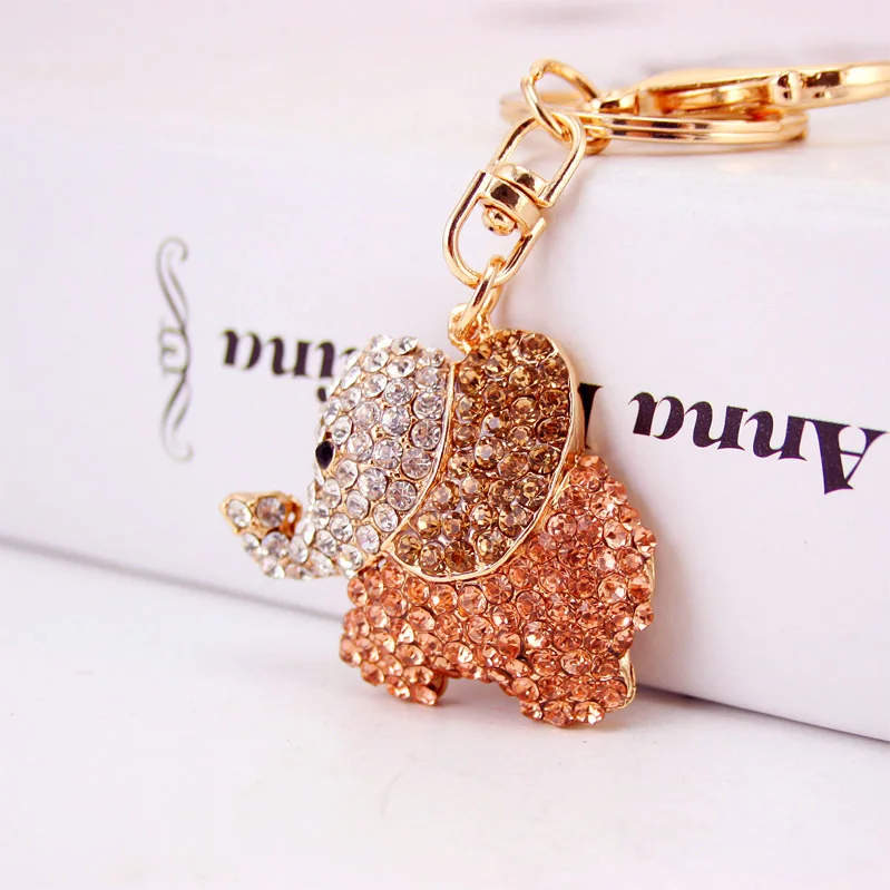 XDPQQ creative new product car pendant keychain cute color rhinestone elephant key chain bag pendant