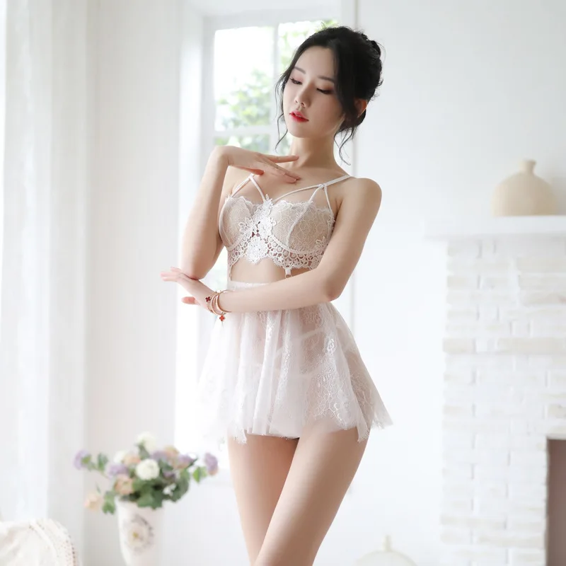 

Women Sexy Hollow Lace Mesh Camisole Jumper Dress V-neck Sleeveless Backless One-Piece Dress Bar NightClub Pole Dance Dress