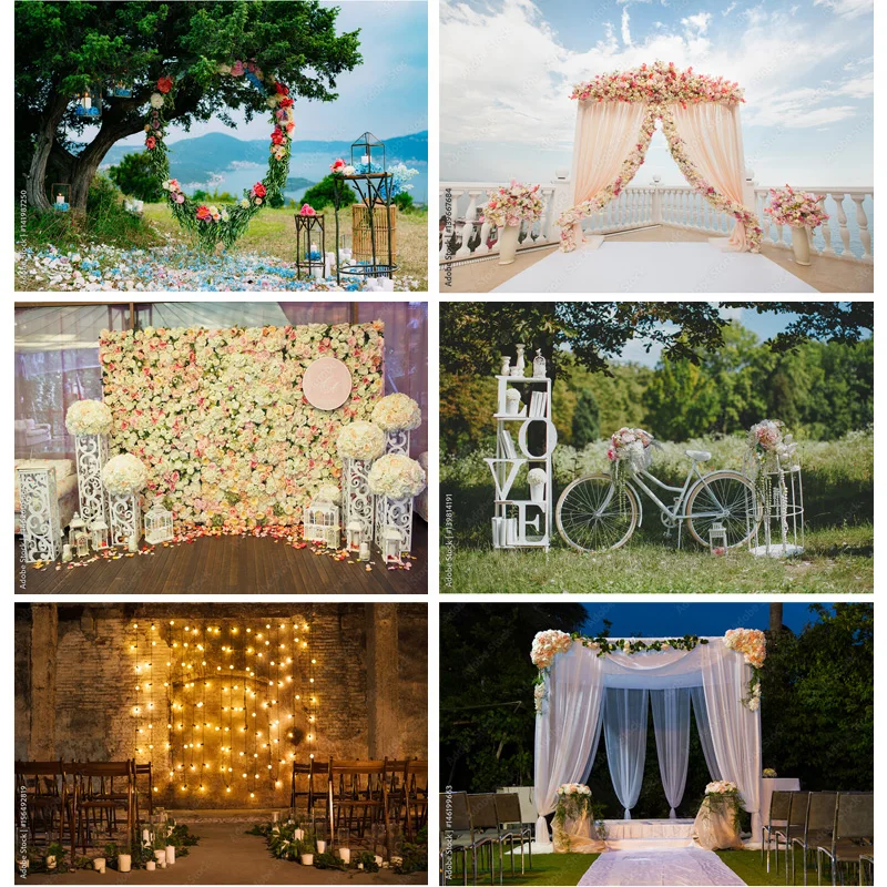 

Photorealistic Fabricmade Wedding Photography Backdrops Flower Wall Forest Danquet Theme Photo Background Studio Props HL-03