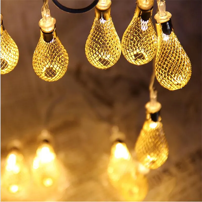 

Christmas 10 LED String Light Lamp Iron Water Drop Lantern Ball Fairy String Rope for Home Party Decoration Christmas Tree