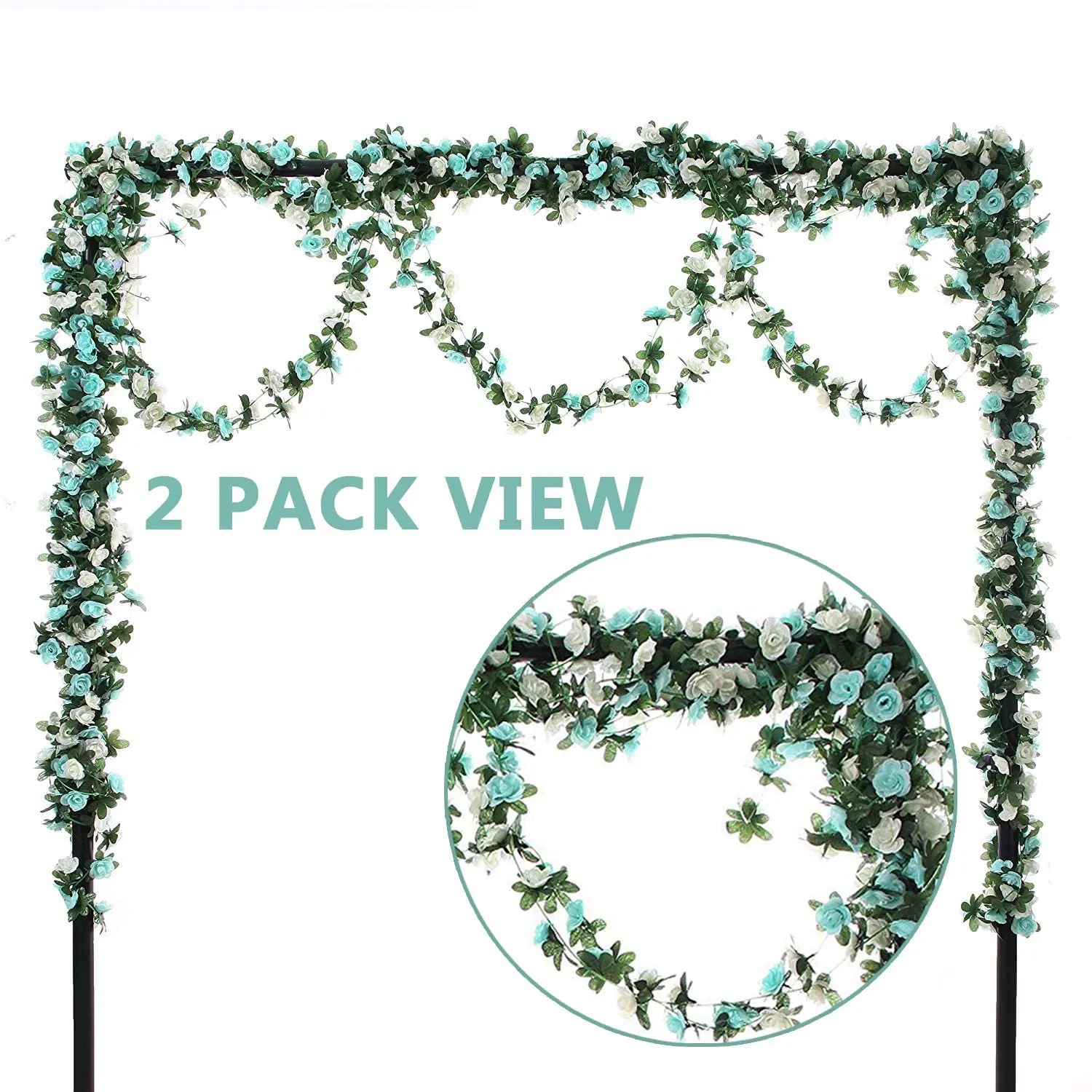 2.5m Flower Garland Fake Rose Vine Artificial Flowers Hanging Rose Ivy Hanging Baskets Wedding Arch Garden Background Decor