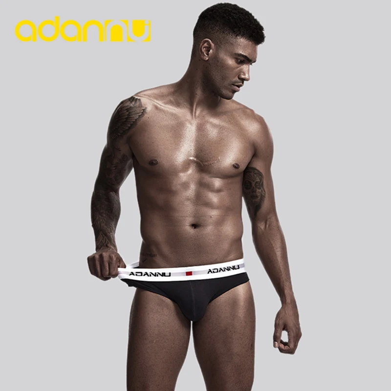 5PCS ADANNU Men Underwear Sexy Briefs Cotton Underpants U Convex Male Panties Cueca Tanga Breathable Men Briefs Bikini (5)AD44