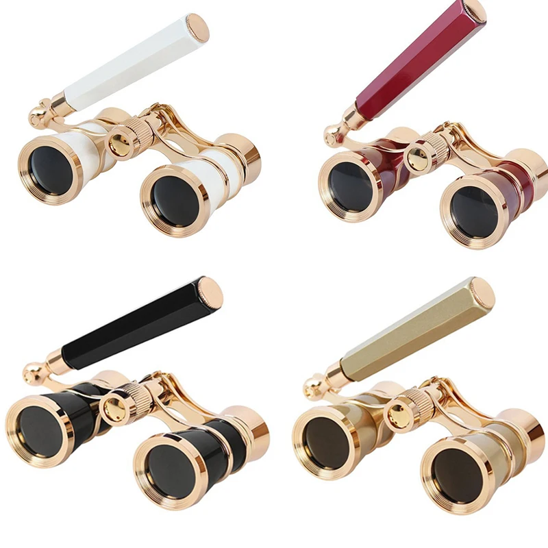 Opera Theater Horse Racing 3X25 Glasses Binocular With Handle/Accessory Kit Women Elegant Fashion Telescope 4 Colour