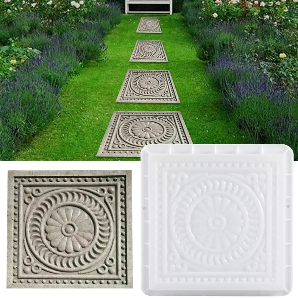 Square Concrete DIY Mold Pavement Plastic Path Maker Mold Paving Cement Brick The Stone Road Paving Moulds Tool For Garden Decor