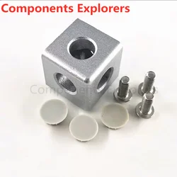 2/3 Through Hole 2020 3030 4040 4545 Three Dimensional Block Connector For Aluminum Extrusion Profile,Screws And Lids Included