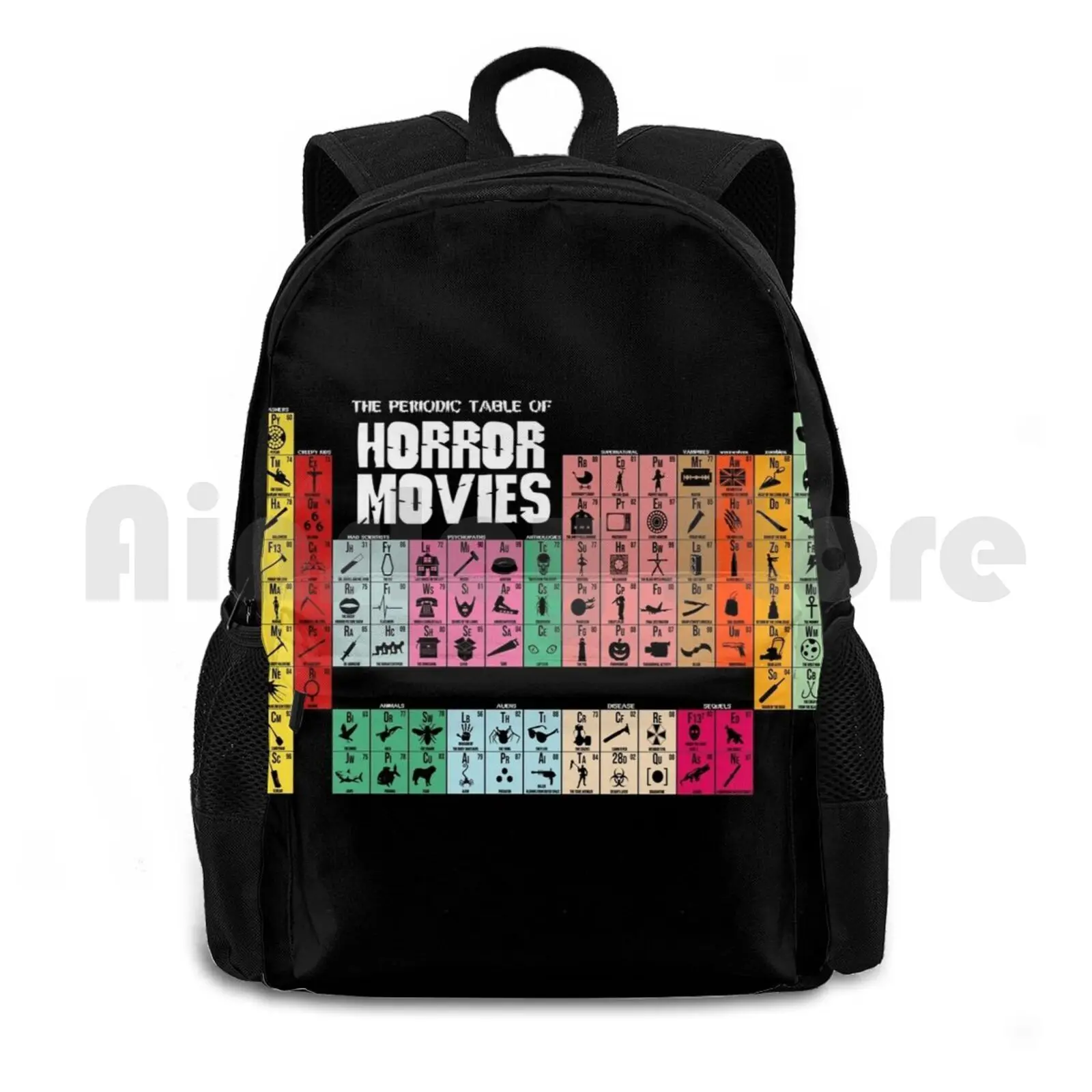 Periodic Table Of Horror Movies Outdoor Hiking Backpack Riding Climbing Sports Bag Horror Movies Scary Geek Nerd Classic Gothic