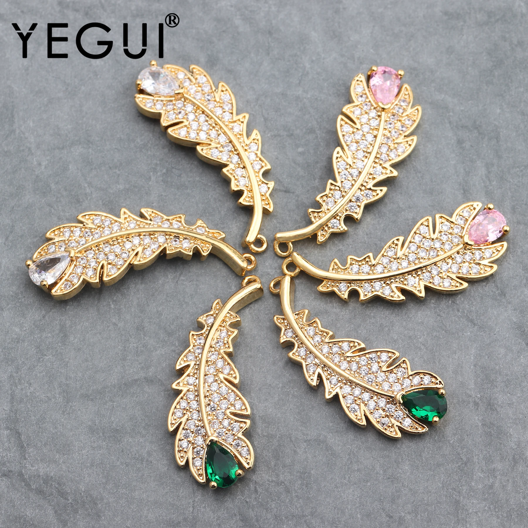 

YEGUI M680,jewelry accessories,18k gold plated,0.3 microns,zircon pendants,copper metal,jewelry making,diy earrings,6pcs/lot