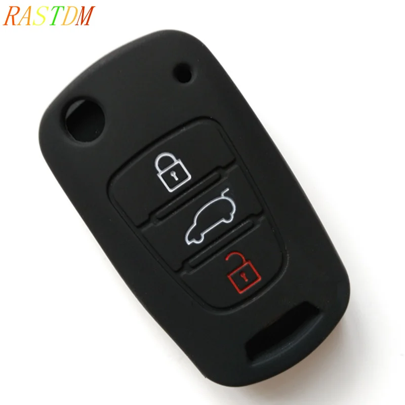 1pcs Silicone Key Case Cover Flip Folding Holder Protecting For Kia RIO K2 K5 k7 Sportage Sorento SOUL Pro Ceed Cerato 3 Buttons