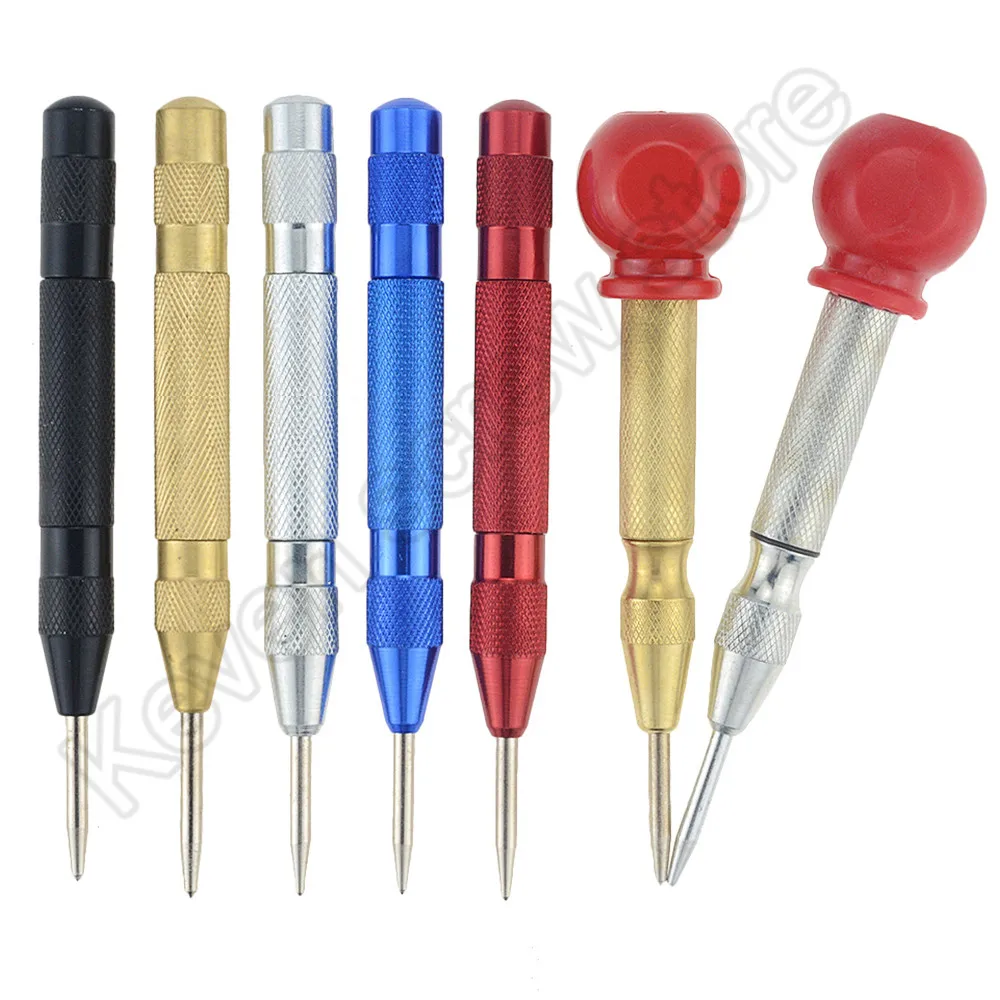 1PCS 5-inch Automatic Center Pin Spring Loaded Mark Center Punch Tool Wood Indentation Mark Woodworking Tool Bit