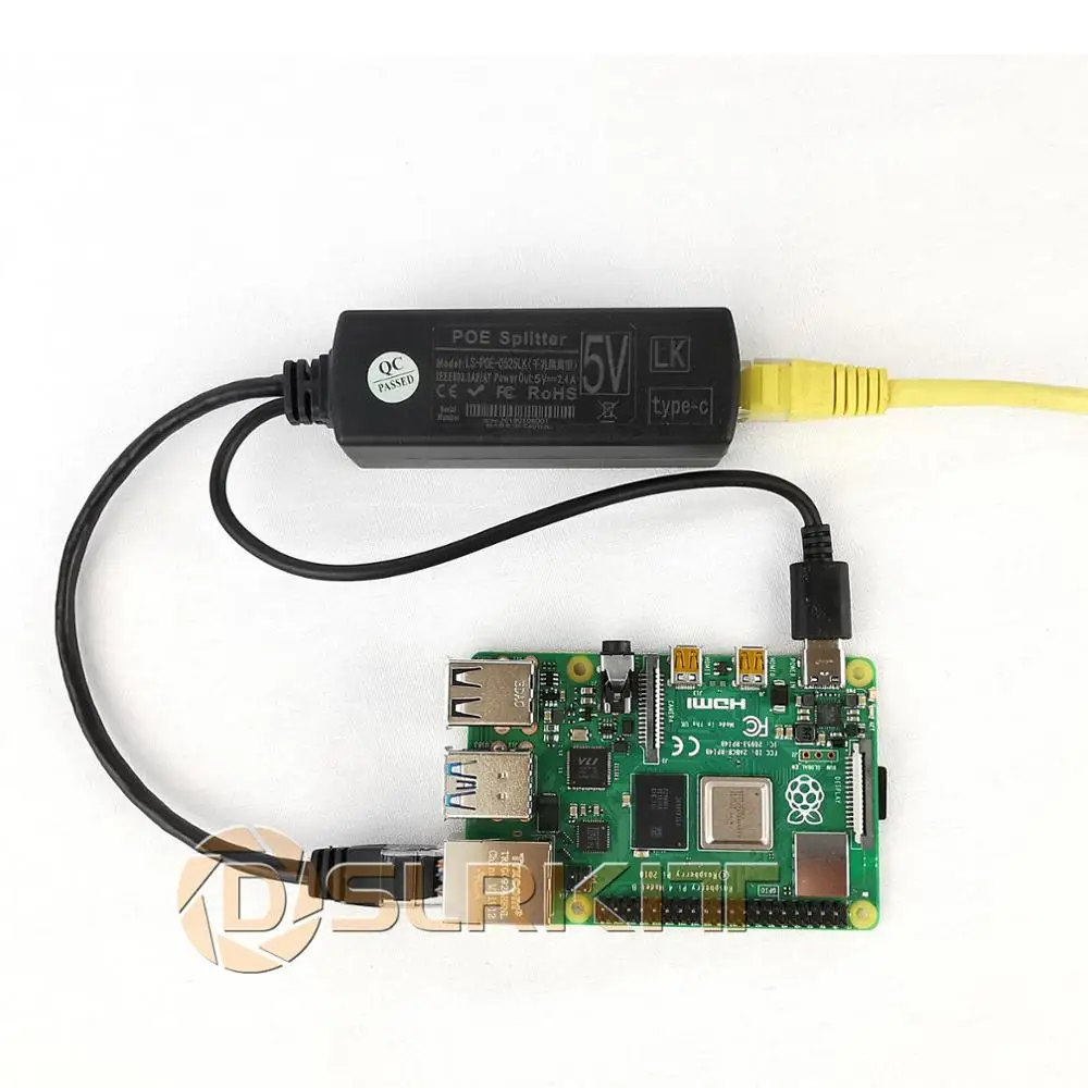 DSLRKIT Gigabit Active PoE Splitter 5V 5.2V 2.4A USB TYPE A Female Orange pi 802.3af