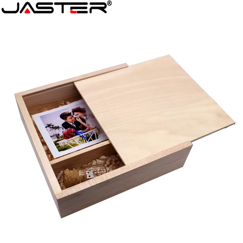JASTER free custom logo 205*205*60mm Photo Album Wooden USB+Box usb flash drive Memory stick Pendrive 8GB 16GB 32GB 64GB