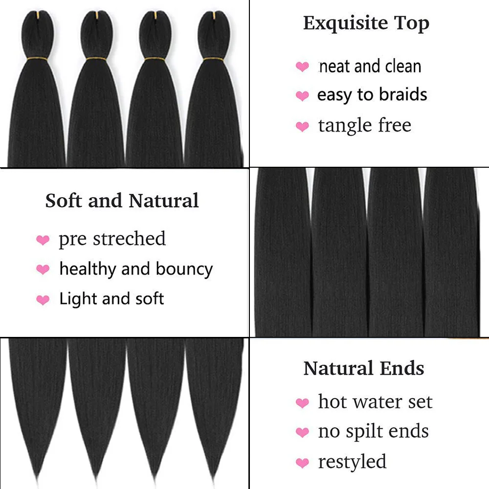 Braid Hair Pre Stretched Easy Braid Ombre Synthetic Braids Extensions Senegal Twist Yaki Straight Crochet Hair 20/26/30 Inch