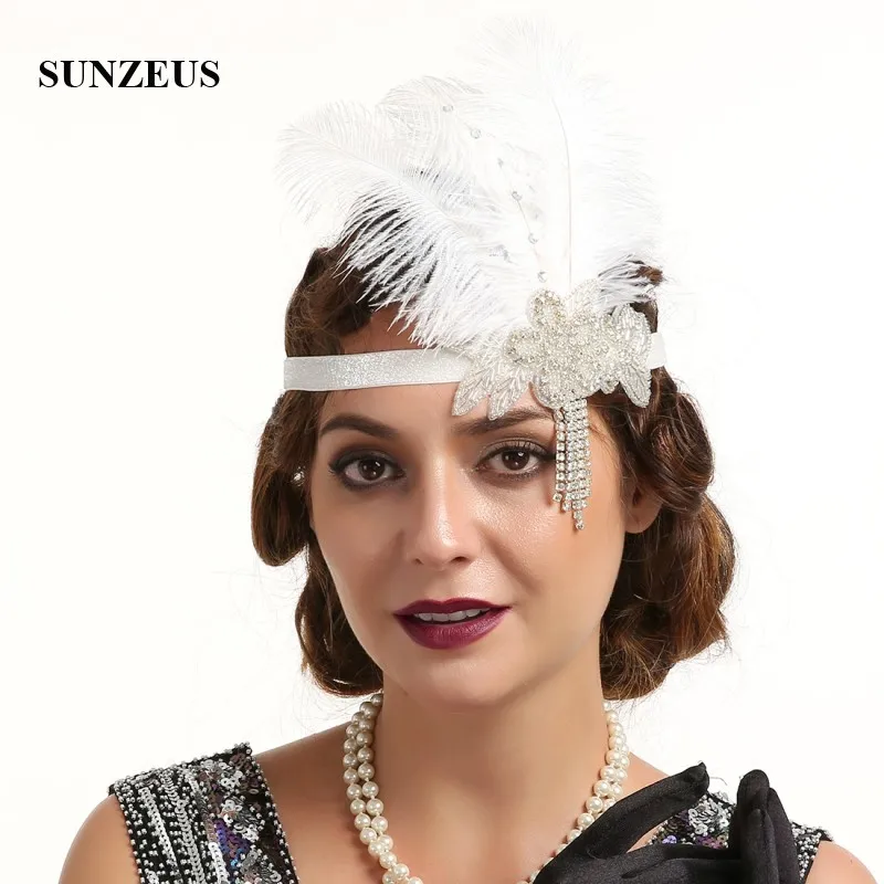 Big Feathers Fanscinators Women Headwear Black/White /Yellow /Champagne Bride Wedding Hair Wear accessoire mariage BQ010