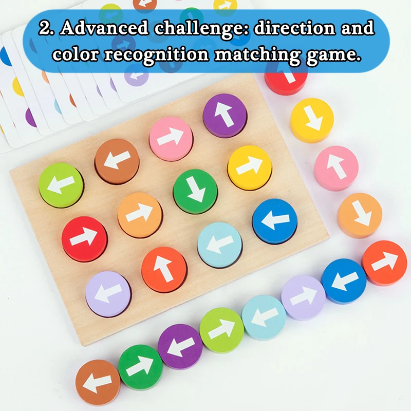 Montessori Color Arrow Direction Board Game Children Toys Wooden Sorter Parent-Child Interactive Thinking Training Puzzle Game