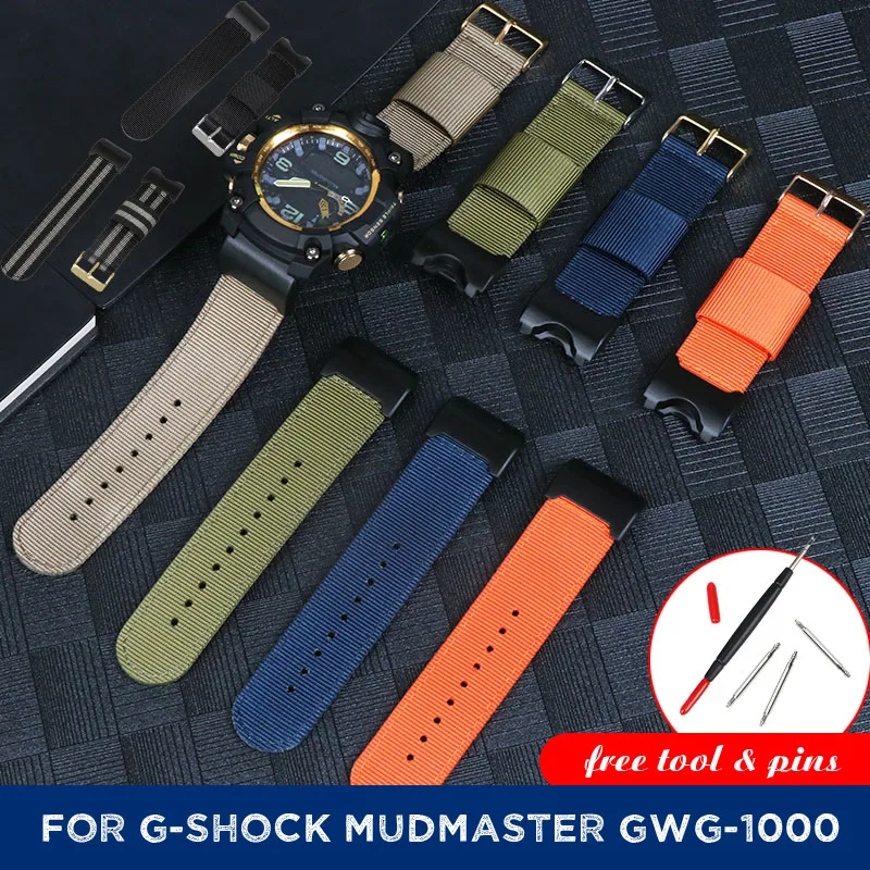 Nylon Wristband For Casio G-Shock Mudmaster GWG-1000 Watch Band Gshock GWG1000-1A Sports Canvas Watch Strap with Tool