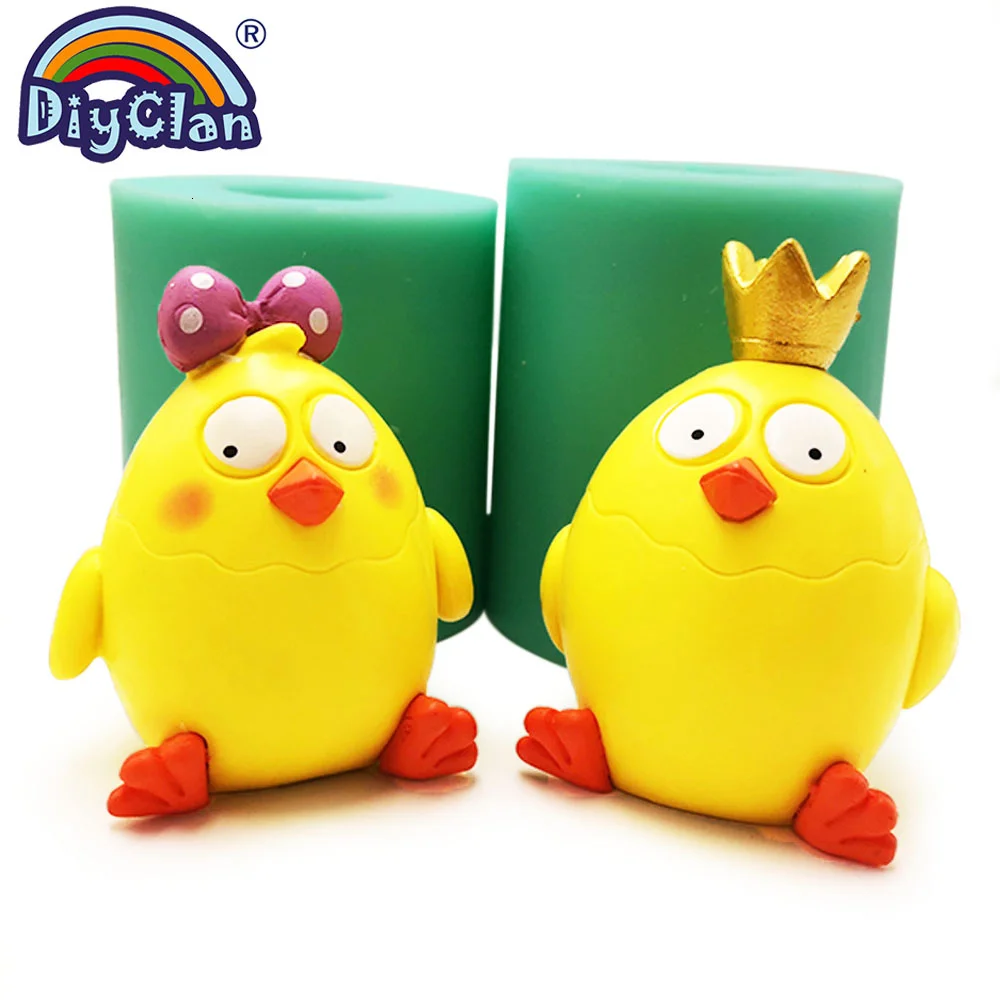 3D Chick Shape Silicone Clay Molds Chicken Gypsum Animal Candle Mould Cake Topper Decorating Baking Tools Soap Making Handicraft