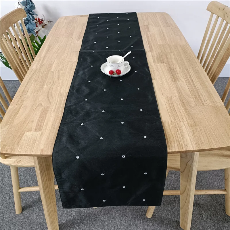 

Black Decorative Crystal Table runner Modern Table Cover Table Cloth