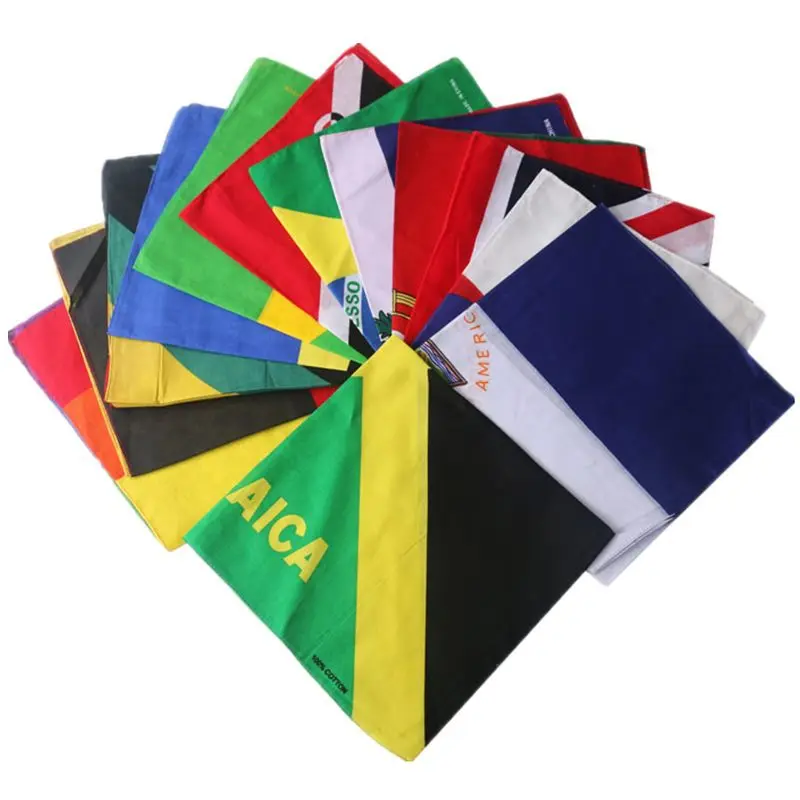 Haiti United States British Flag Series Cotton Square Hip Hop Street Dance Punk Personality Scarf Wrist Band Bandana Wholesale