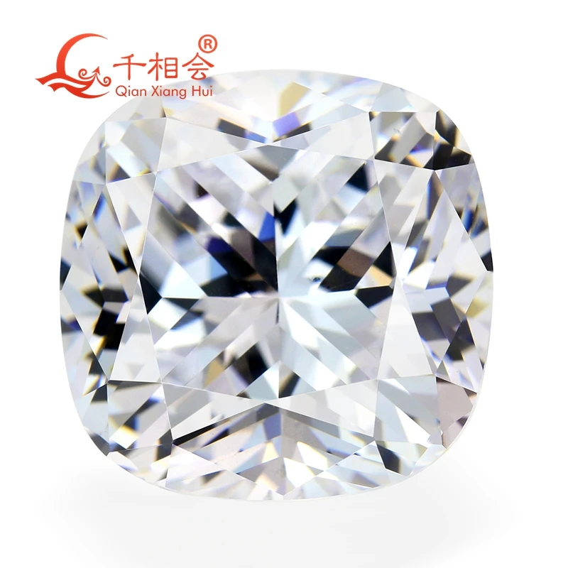 6A white color cushion shape cubic zirconia loose cz stone from qianxianghui