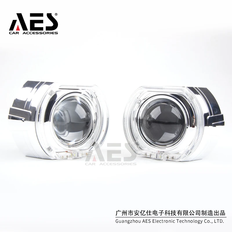 AES 2.5 "3.0 بوصة B-M-W LED الديكور كفن للمصباح الأمامي HID العارض عدسة السوبر مشرق LED غطاء الضوء #3