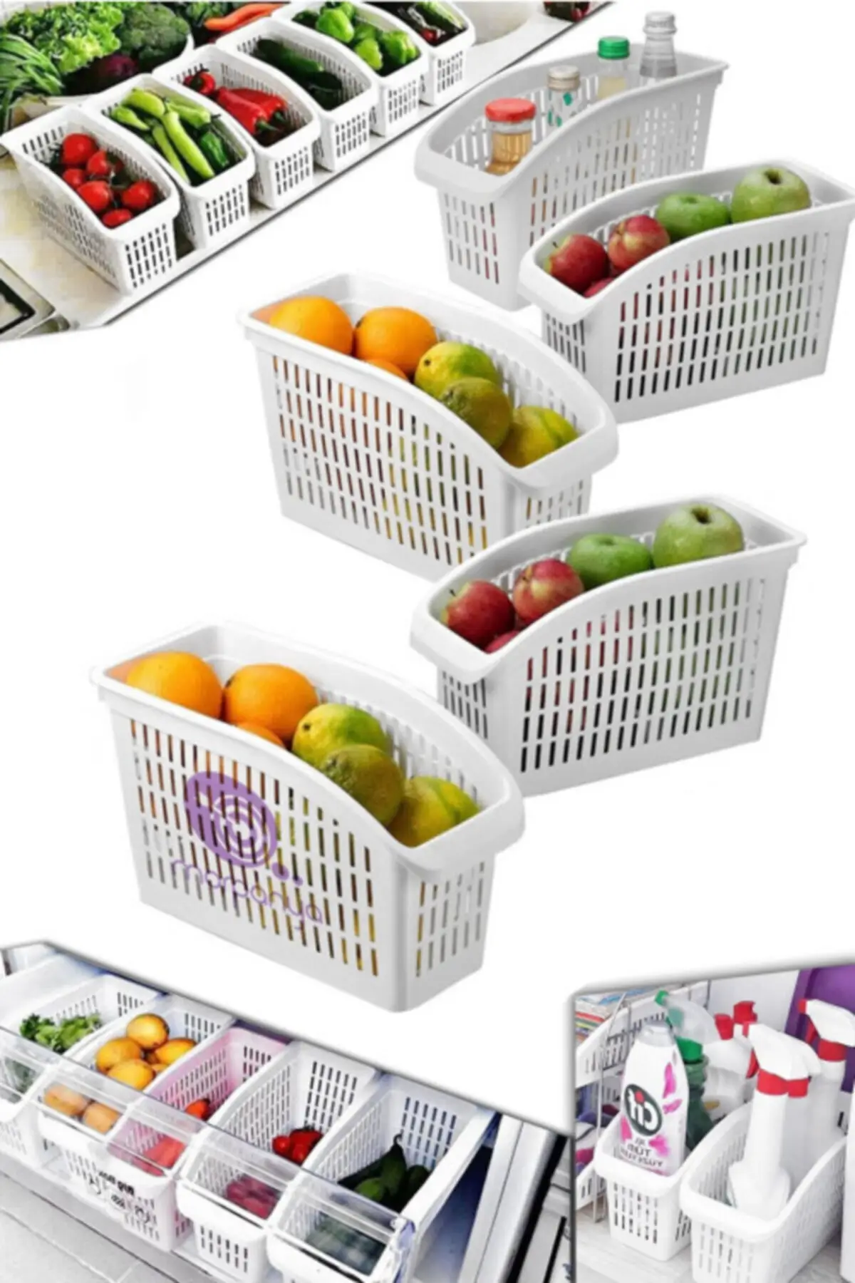 Refrigerator Basket 5 Pcs Cabinet Interior Regulator Basket Shelf Kitchen OrganizerMutfak refrigerator organizer basket container Drawner aya