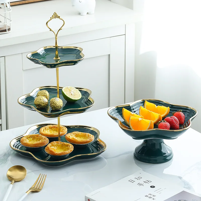 

European ceramic cake stand green afternoon tea dessert stand wedding birthday cake dessert display stand tray