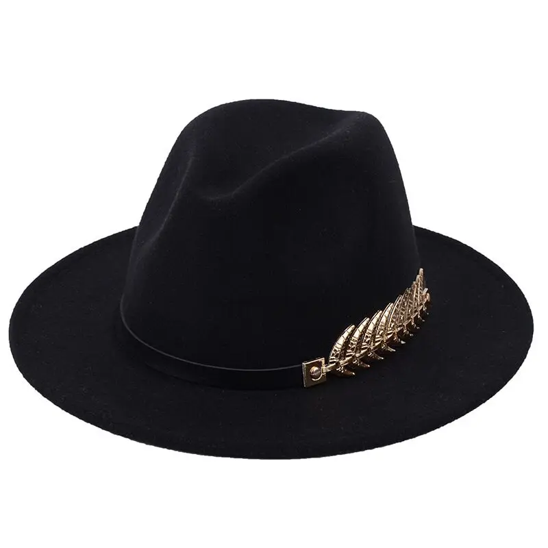 

Women Men Wool Fedora Hat With Leather Ribbon Gentleman Elegant Lady Winter Autumn Wide Brim Jazz Church Panama Cap