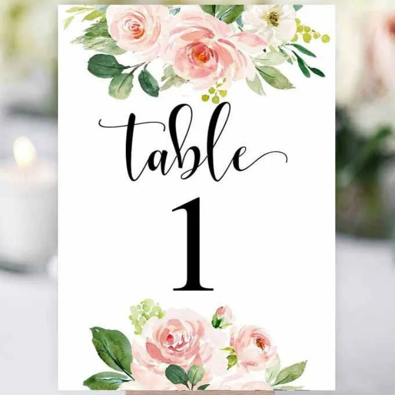 

Personalized Acrylic Wedding Table Numbers White Theme Pink Flowers Table Number for Wedding Decor Modern Table Signs Romantic