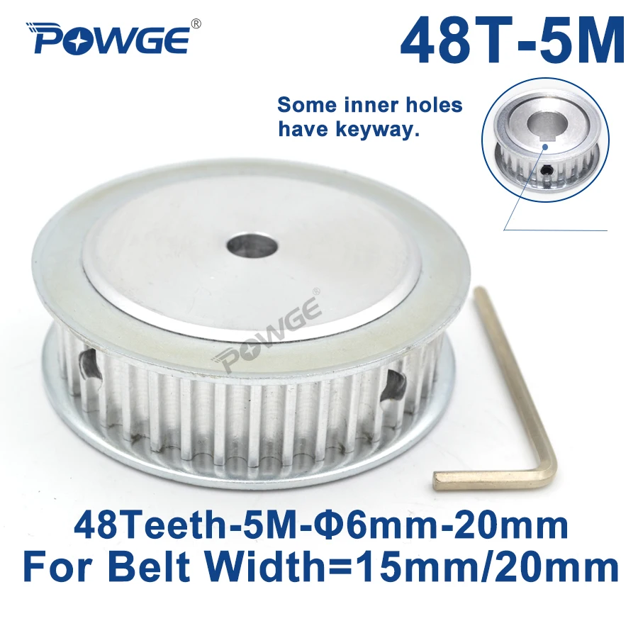 

POWGE HTD 5M 48 Teeth Synchronous Timing Pulley Bore 8/10/12/14/15/19/20/22/25mm for Width 15/20mm HTD5M wheel Gear 48T 48Teeth