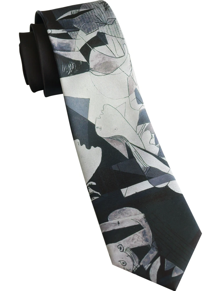 Free Shipping New fashion male men's tie Original prints [Guernica] Black print tie retro art abstract men and women necktie