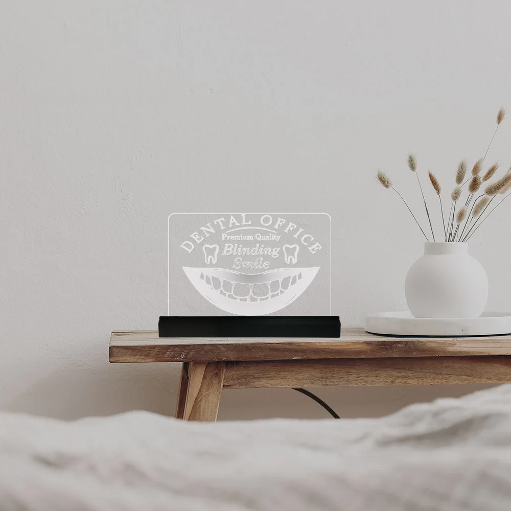 Blinding Smile Handmade LED Lamp With Remote Control Oral Health Modern Design 3D Visual Table USB Light Dentist Office Decor