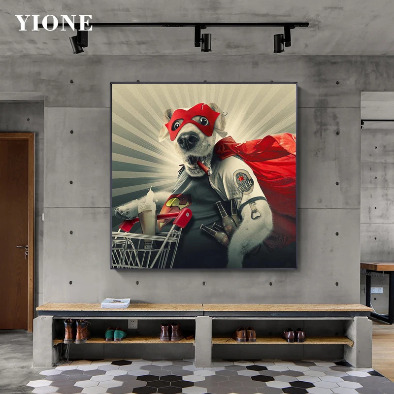 Funny Chimpanzee Dog Boss Beer Super Salesman F1 Racer Canvas Paintings Abstract Animal Posters and Prints Wall Art Pictures