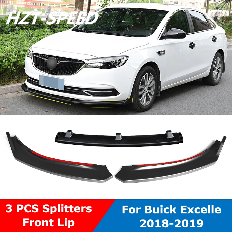 3 PCS ABS Material Front Shovel Protector Bumper Lip Diffuser Spoiler For Buick Excelle 2018-2019