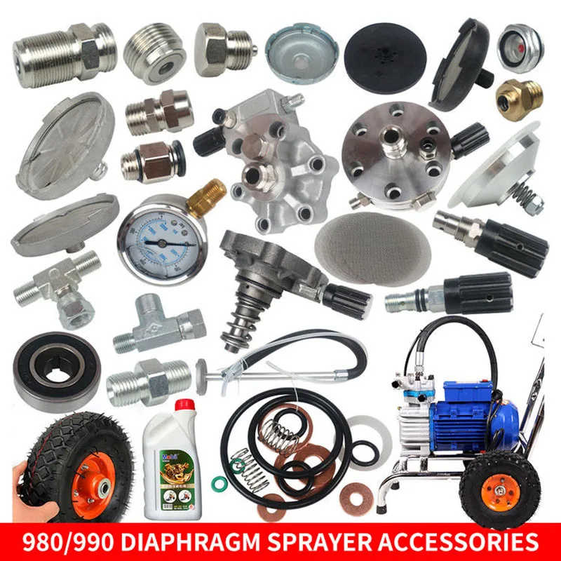 990 Airless Sprayer Parts Diaphragm Pump Body Repair Cylinder Head Pressure Regulating Return Valve Inlet Suction Pipe Strainer