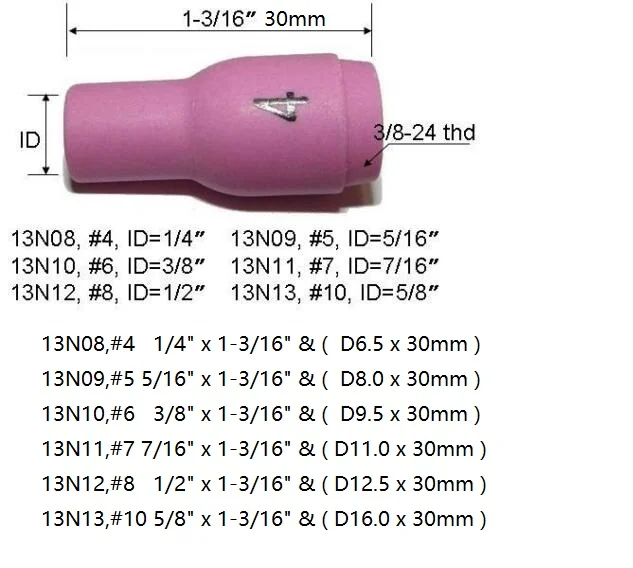 TIG KIT Back Cap Collet Body  Alumina Nozzles Consumables Accessories Fit TIG Welding Torch SR WP 9 20 25, 29PK