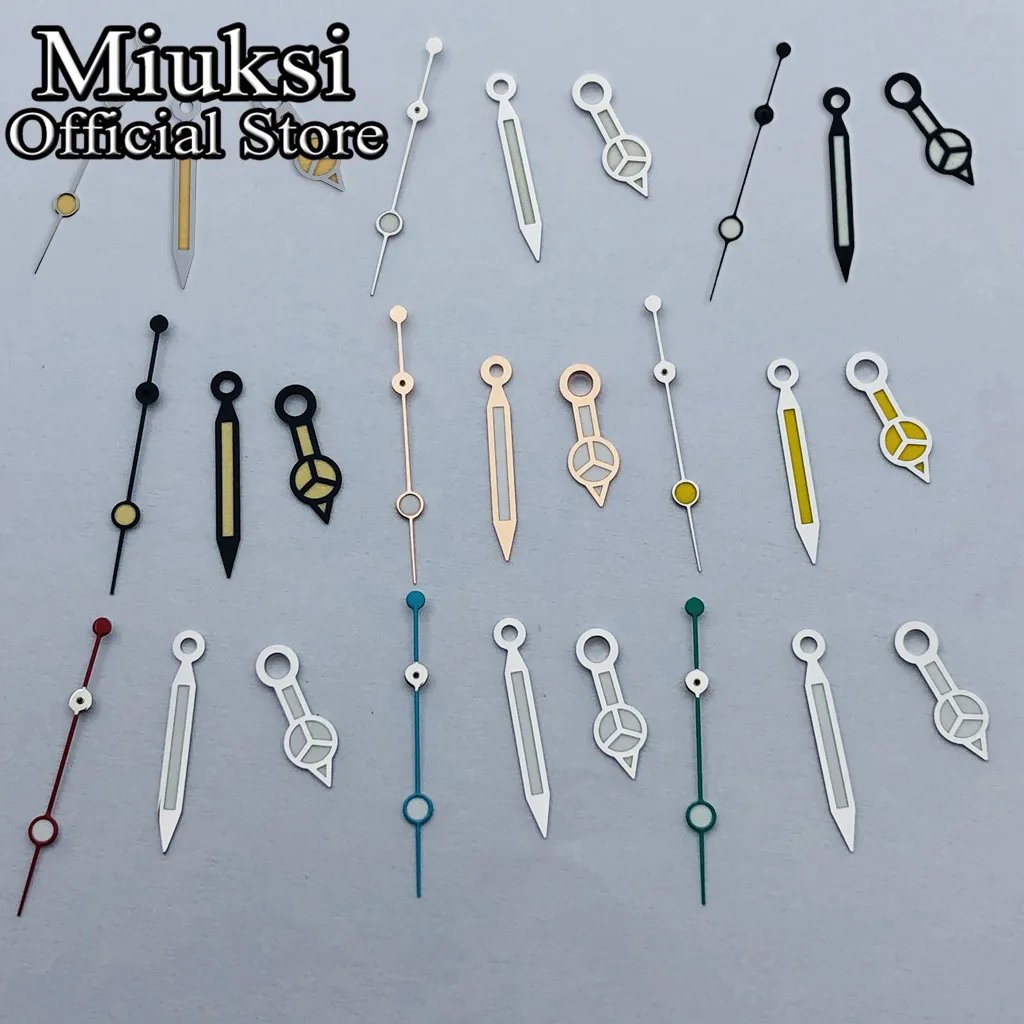 Miuksi wskazówki zegarka zielone świecące wskazówki pasują do mechanizmu NH35 NH36 3135 ETA2836 2824 Miyota8205 8215 821A Mingzhu DG2813 3804 PT5000