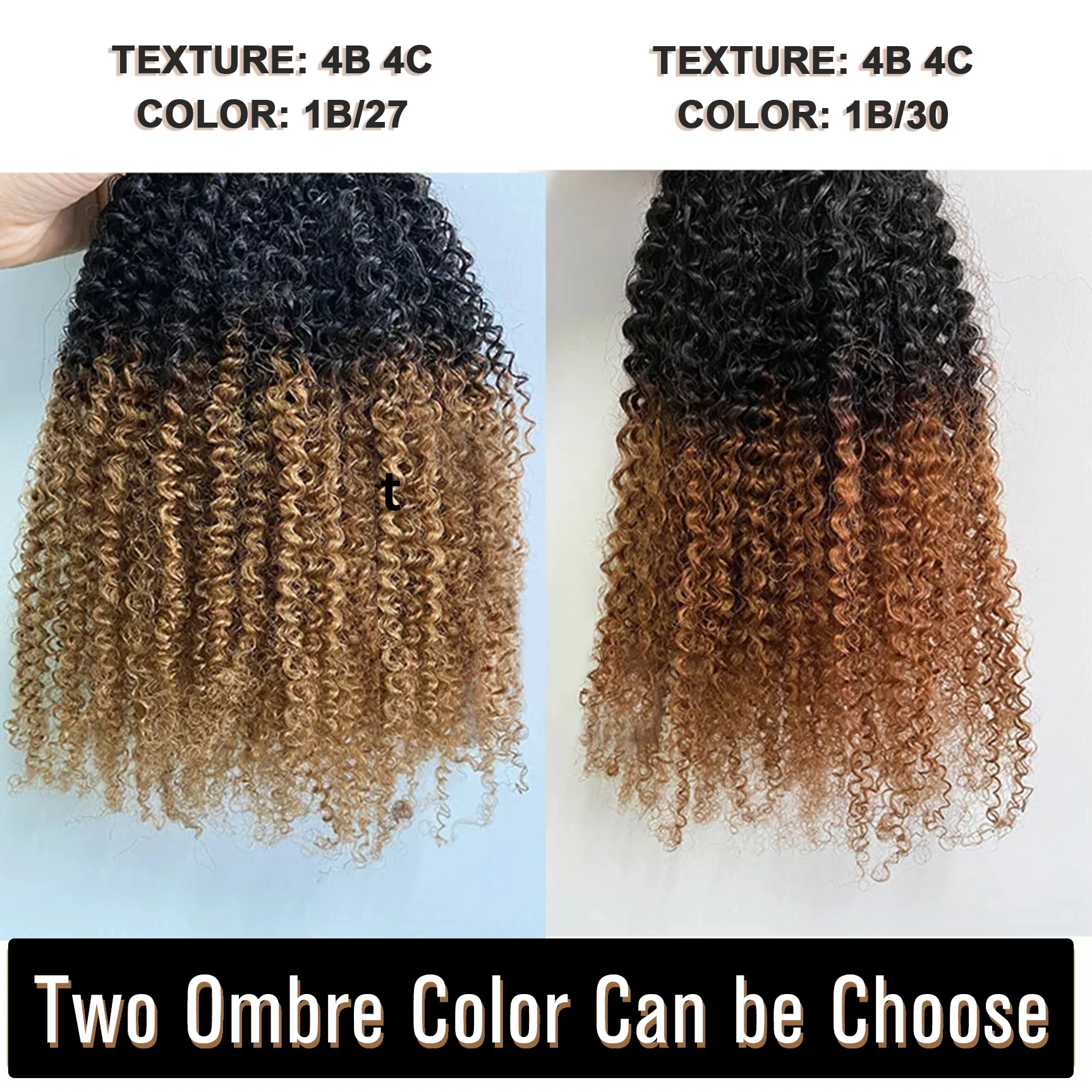 Afro Kinky Curly Clip In Human Hair Extensions 4B 4C/3B 3C Ombre Color 1B/27 and 1B/30 100% Human Remy Hair Clip Ins Comingbuy