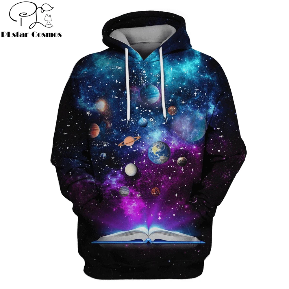 PLstar Cosmos 3D All planets in the universe from a book Full Printed Hoodie Unisex Galaxy Sweatshirt streetwear sudadera hombre