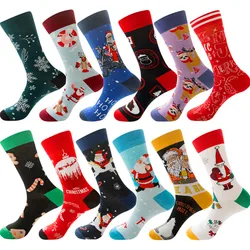 Calcetines de algodón para hombre y mujer, medias divertidas de papá noel, árbol de navidad, nieve, alce, regalo, 1 par