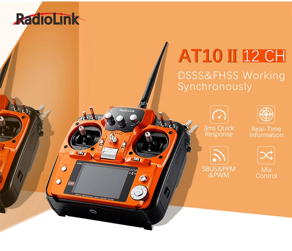 Radiolink AT10II 2,4GHz 12-Kanal RC-Sender und Empfänger R12DS AT10 II PRM-01 Spannungsrückmeldung für RC-Drohne Flugzeug Quadcopter – Detail 1