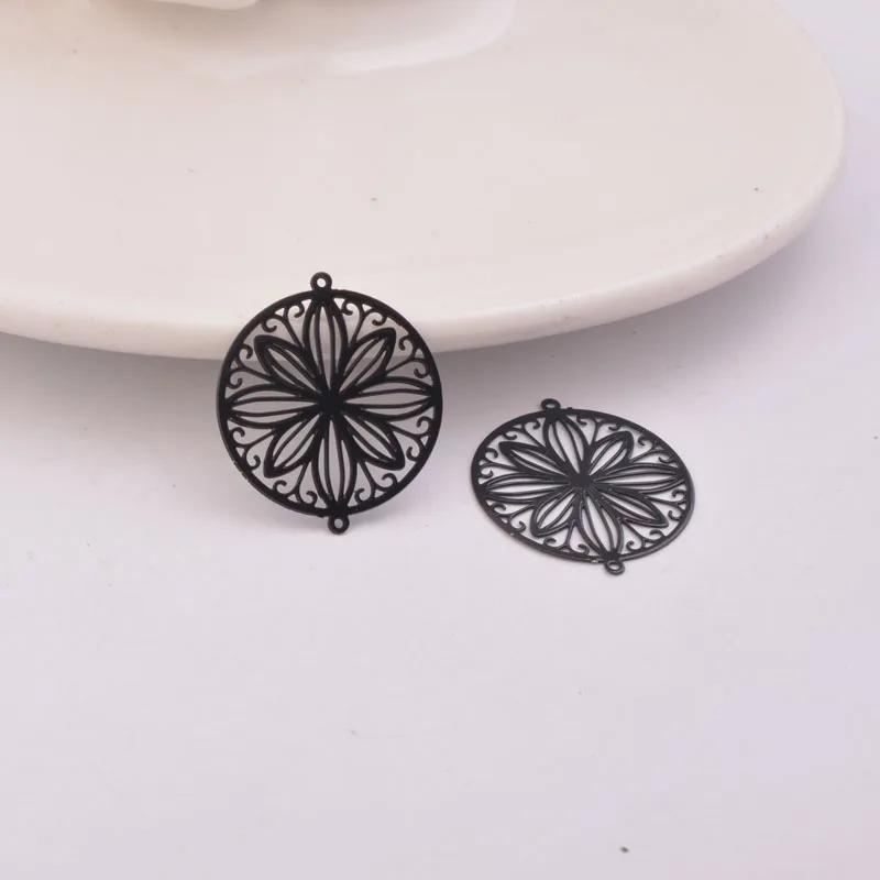 50 Stück AC9198 20*23mm Runder Blumen-Charm-Verbinder aus Metall-Messing für Schmuck, Ohrringe und Armbänder – Detail 8