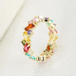 Emmaya Fashion Statement Hot Sale Ring With Geometry Zirconia Mulliticolor For Female Fashion Decoration Party Fine Jewelry