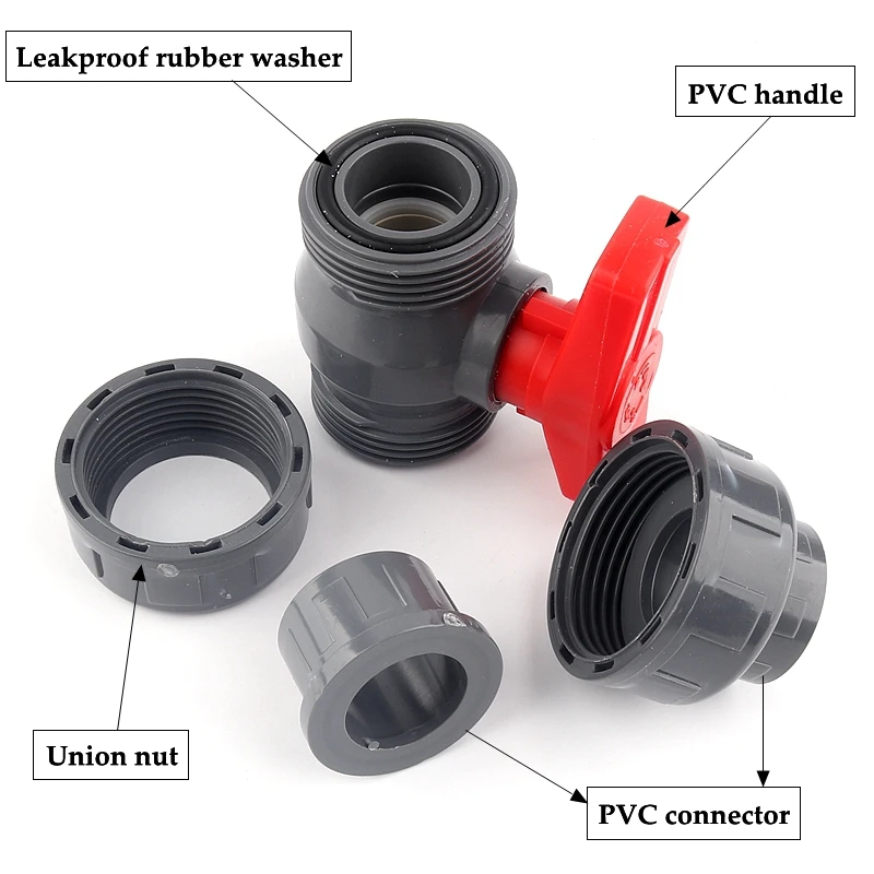 1pc 32/40/50/63/75/90/110mm rury pcv złącze zaworu złącza rur hydraulicznych zawór kulowy rolnictwo nawadnianie ogrodu Adapter