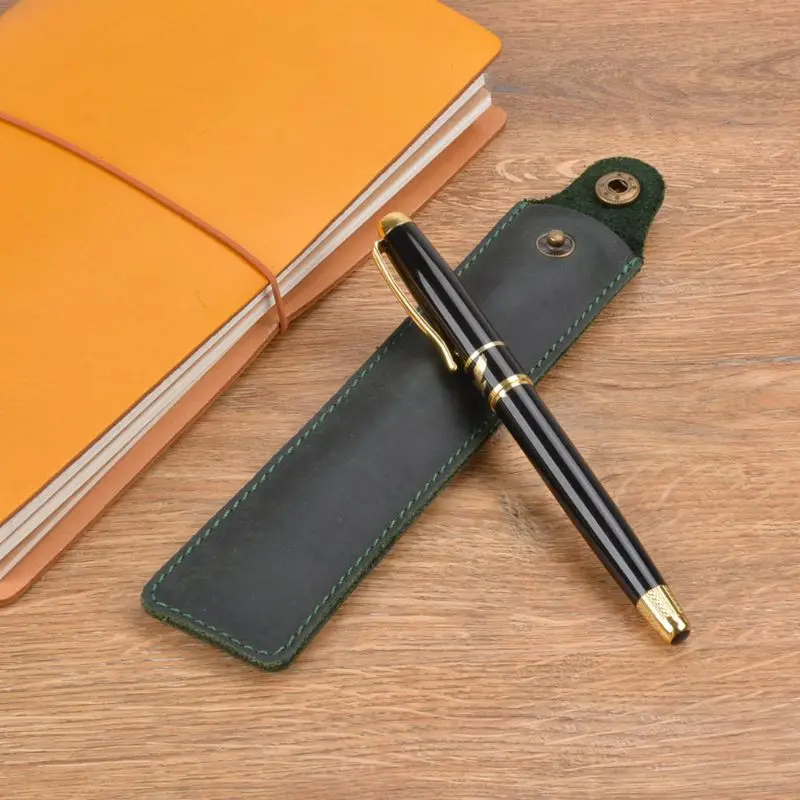 Leather Leather Pen Holder Color Options Fountain Pen Pouch Pencil Holder Handmade Ballpoint Pen Protective Sleeve Cover