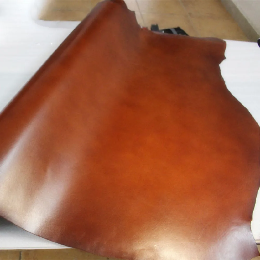 Baver Color Full Grain Cowhide Genuine  Vegetable Tanned Leather Craft Material Glossy Surface Umber Color